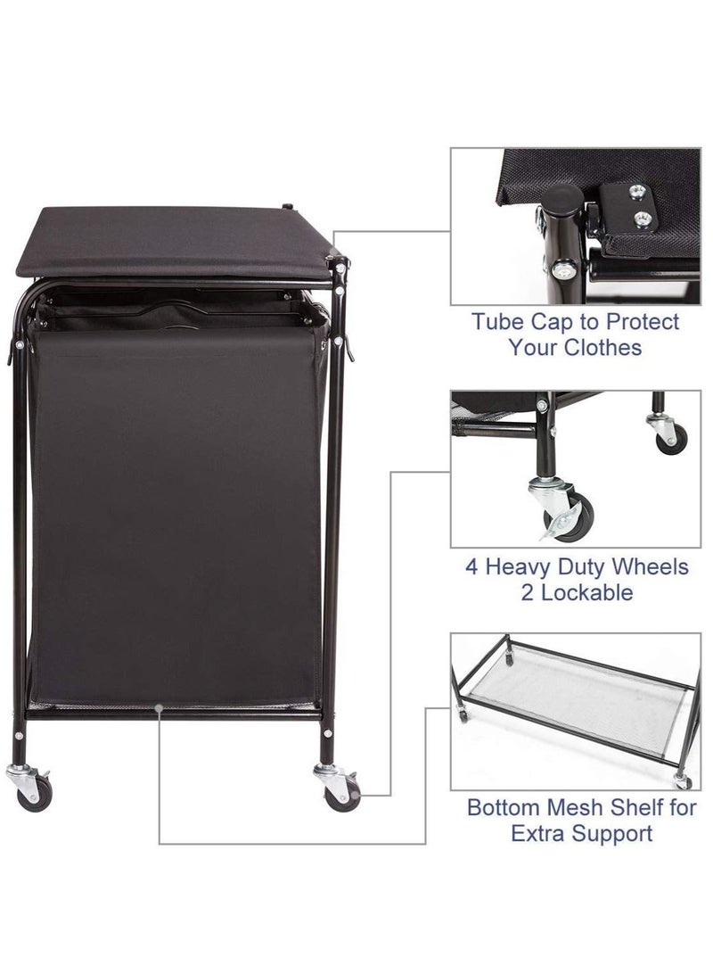 WALALLA Foldable Ironing Board with Removable Bags Laundry Basket Hamper Sorter - Image 4