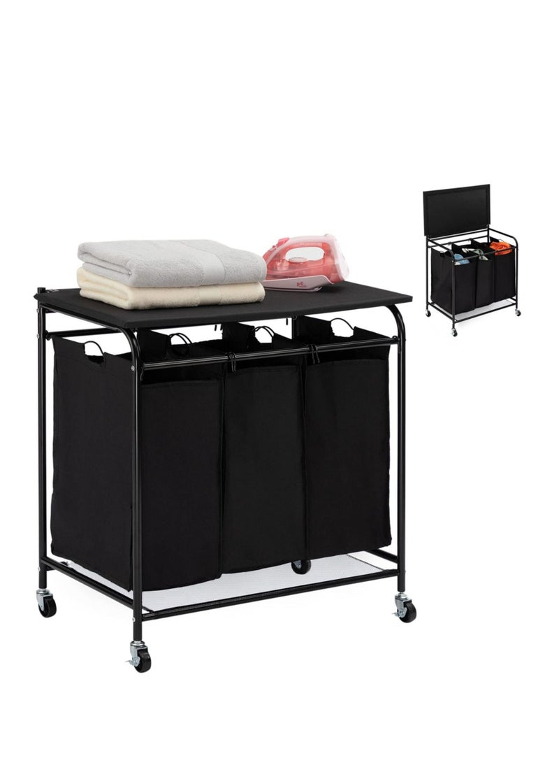 WALALLA Foldable Ironing Board with Removable Bags Laundry Basket Hamper Sorter - Image 1