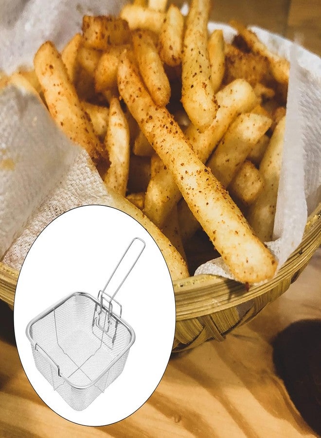 MVM Enterprise Stainless Steel Deep Fry Basket with Handle, Square French Fry Chips Baskets with Folding Handle for Kitchen Frying Pasta Spaghetti - Image 4