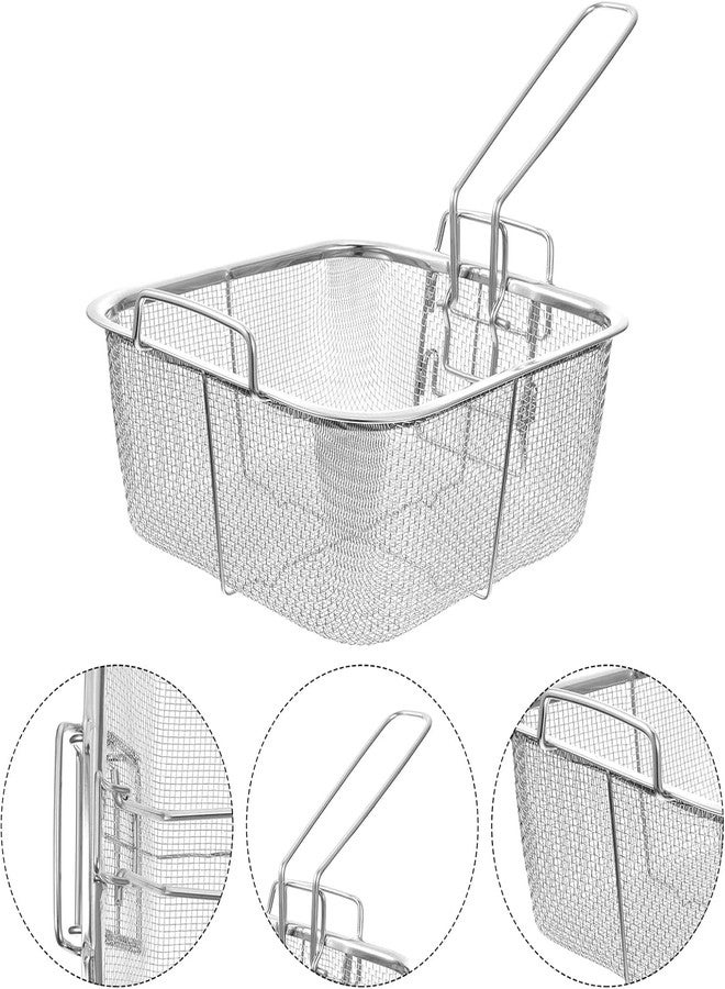 MVM Enterprise Stainless Steel Deep Fry Basket with Handle, Square French Fry Chips Baskets with Folding Handle for Kitchen Frying Pasta Spaghetti - Image 5