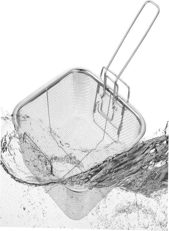 MVM Enterprise Stainless Steel Deep Fry Basket with Handle, Square French Fry Chips Baskets with Folding Handle for Kitchen Frying Pasta Spaghetti - Image 1