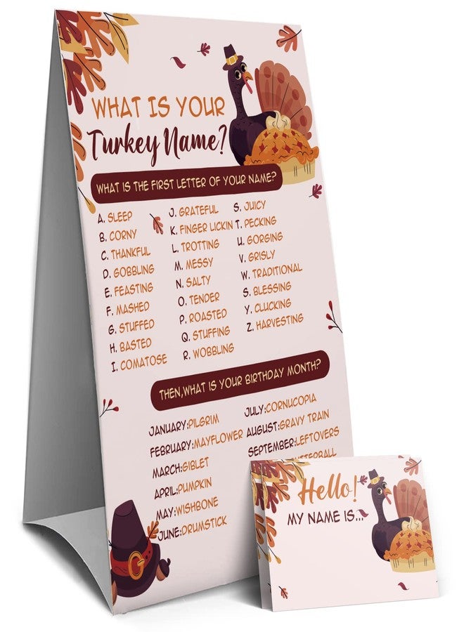 Muruseni Thanksgiving Games Sign - What's Your Turkey Name, Thanksgiving Activities for Family, Fall Party Games - Image 1