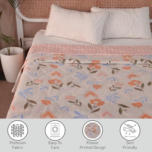 Fancy Walas Dohar Double Bed 100% Cotton Blankets for Summer | 90x100inch, 150GSM Ac Comforter and Cooling Blankets for Summer | Pink Color | Classic Printed Design | Quilt | Ideal for Gifting - Image 4