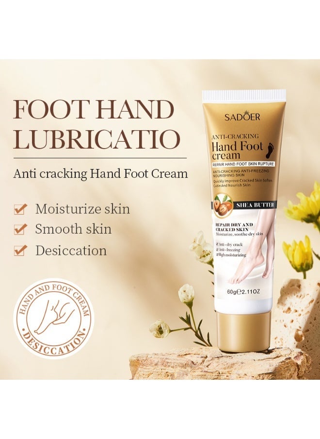 SADOER 2-PACKS Shea Butter Anti-Cracking Hand Foot Cream,Fast Absorbing Anti Ageing, Comprehensive Care For Hands And Feet 60g*2 - Image 2