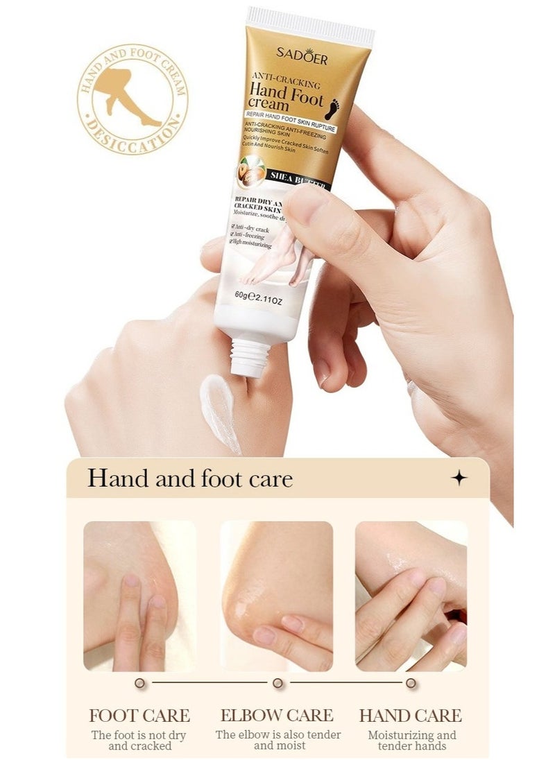 SADOER 2-PACKS Shea Butter Anti-Cracking Hand Foot Cream,Fast Absorbing Anti Ageing, Comprehensive Care For Hands And Feet 60g*2 - Image 4