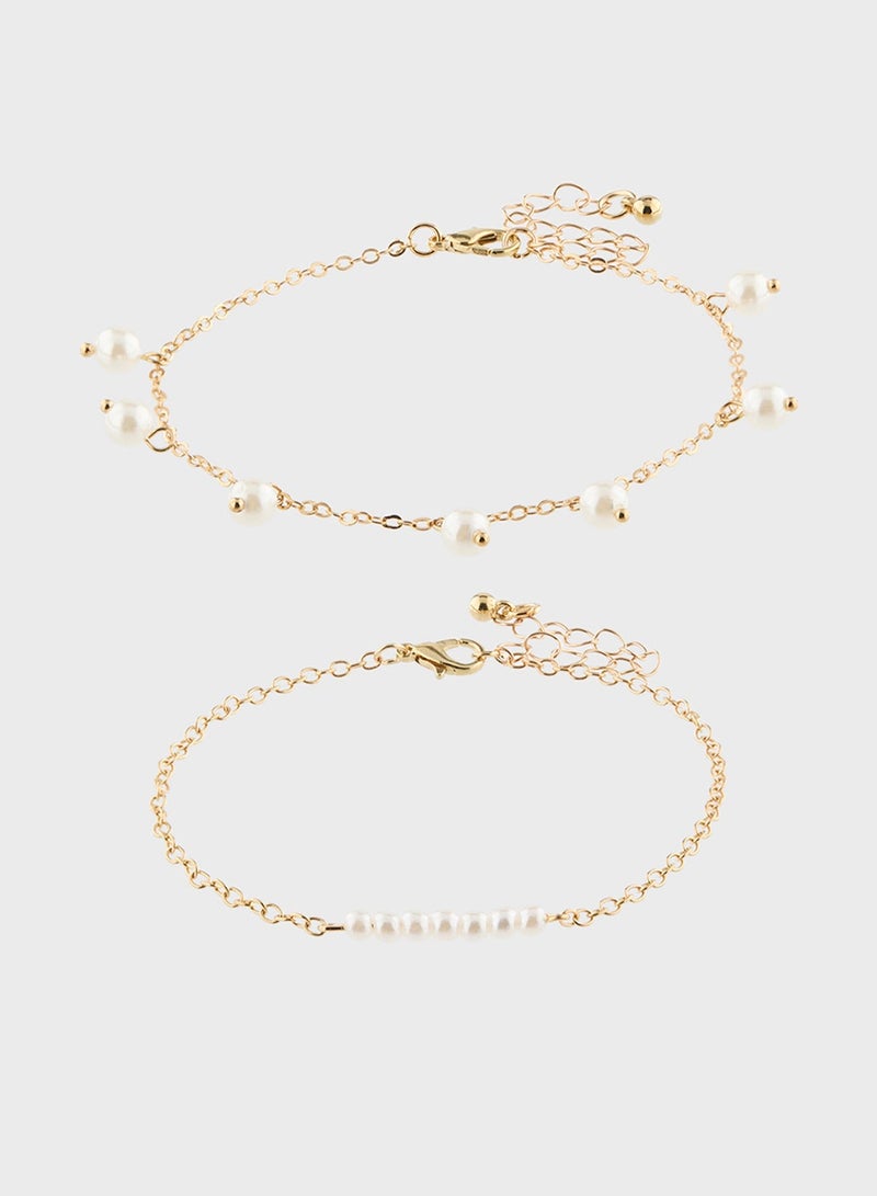 ELLA 3 Pack Pearl Anklet - Image 2