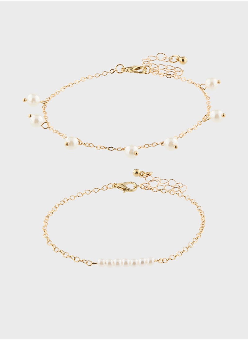 ELLA 3 Pack Pearl Anklet  - Image 1