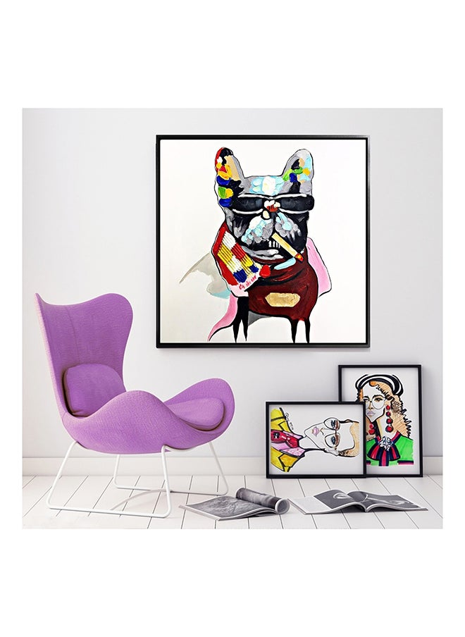 ebarza Tough Dog Hand Painted Art Painting With Frame 105X105 cm  - Image 1