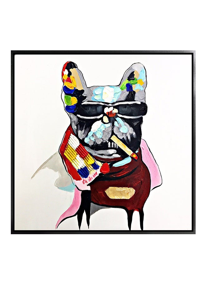ebarza Tough Dog Hand Painted Art Painting With Frame 105X105 cm  - Image 2