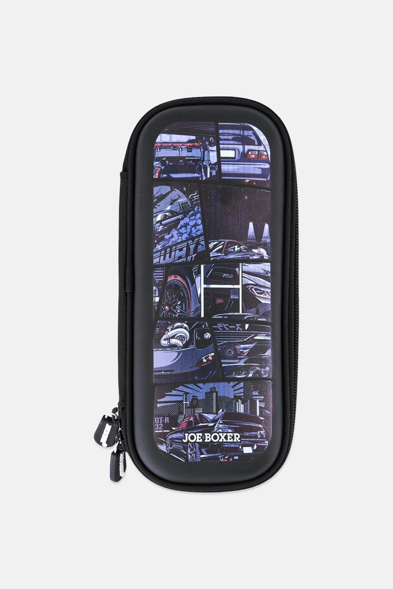 Joe Boxer Kids Boy Car Print Pencil Case, Black - Image 1