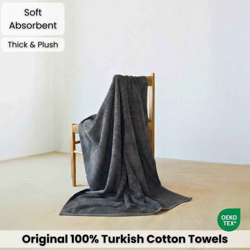 SALBAKOS Luxury 100% Turkish Cotton Bath Sheets 40x80 in Oversized Extra Large Bath Towels | Premium Hotel Quality Thick Soft Absorbent Turkish Towel for Spa Beach (Pack of 1, Gray, Jumbo Bath Sheet) - Image 4