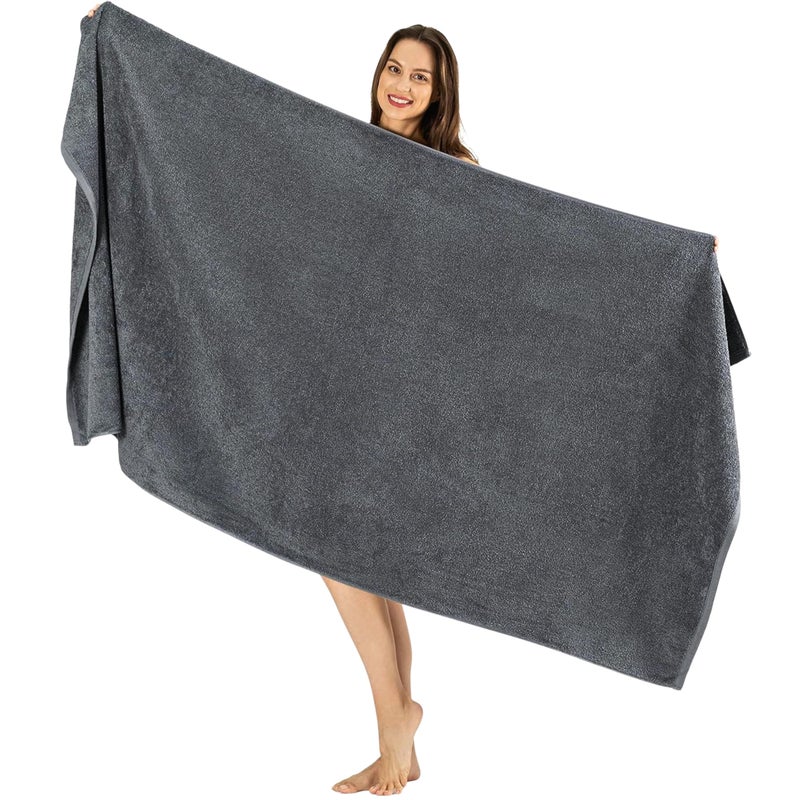 SALBAKOS Luxury 100% Turkish Cotton Bath Sheets 40x80 in Oversized Extra Large Bath Towels | Premium Hotel Quality Thick Soft Absorbent Turkish Towel for Spa Beach (Pack of 1, Gray, Jumbo Bath Sheet) - Image 1