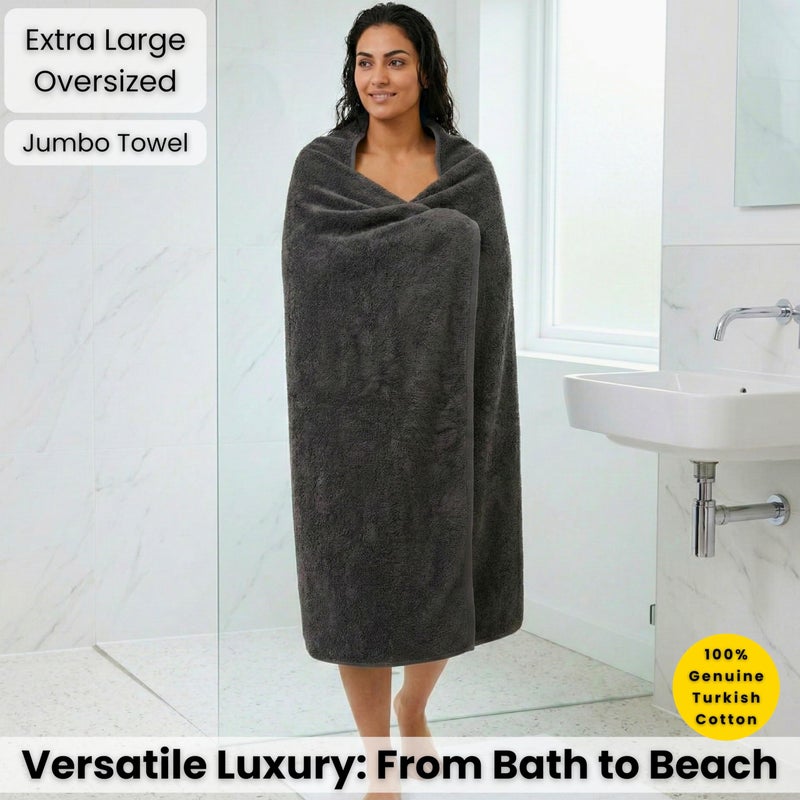 SALBAKOS Luxury 100% Turkish Cotton Bath Sheets 40x80 in Oversized Extra Large Bath Towels | Premium Hotel Quality Thick Soft Absorbent Turkish Towel for Spa Beach (Pack of 1, Gray, Jumbo Bath Sheet) - Image 2