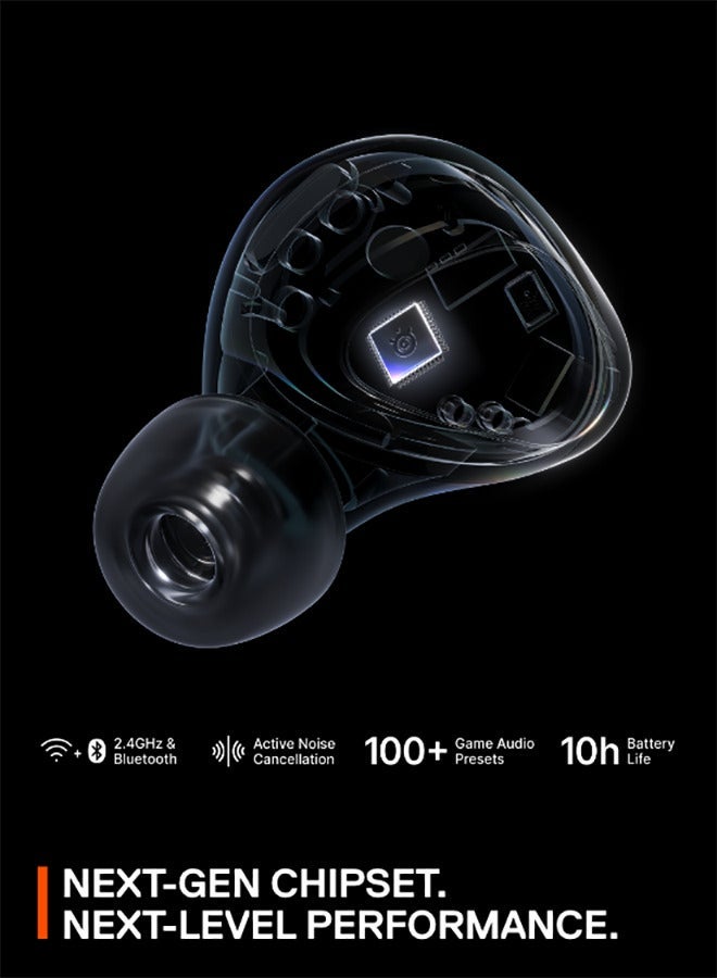 SteelSeries Arctis Gamebuds for PlayStation, Neodymium Magnetic Drivers, 4 mic Hybrid Active Noise Cancellation, Bluetooth 5.3 & Quick Switch 2.4GHz Connectivity, Up to 40 Hours, for PS5, PS4, PC, Switch, White | 61682 - Image 4