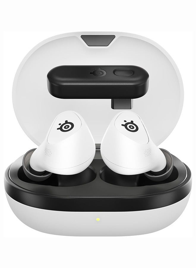 SteelSeries Arctis Gamebuds for PlayStation, Neodymium Magnetic Drivers, 4 mic Hybrid Active Noise Cancellation, Bluetooth 5.3 & Quick Switch 2.4GHz Connectivity, Up to 40 Hours, for PS5, PS4, PC, Switch, White | 61682 - Image 1