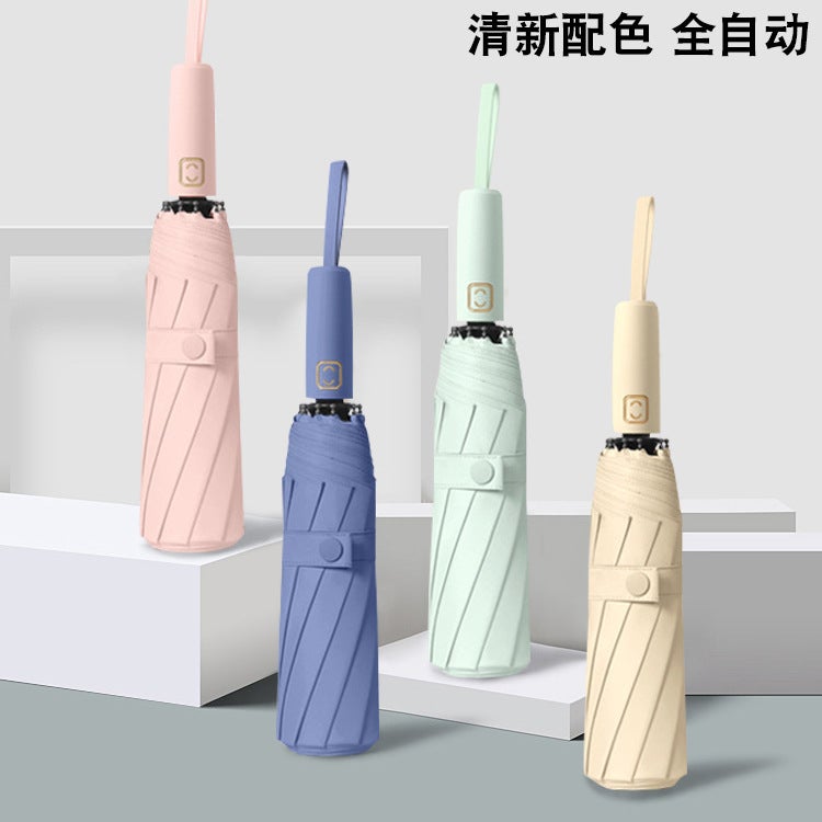 Macaron Solid Color Fresh Color Full-Automatic Black Rubber Sunscreen 10 Bone Dual-Purpose Double-Layer Protection 2023 New - Image 2