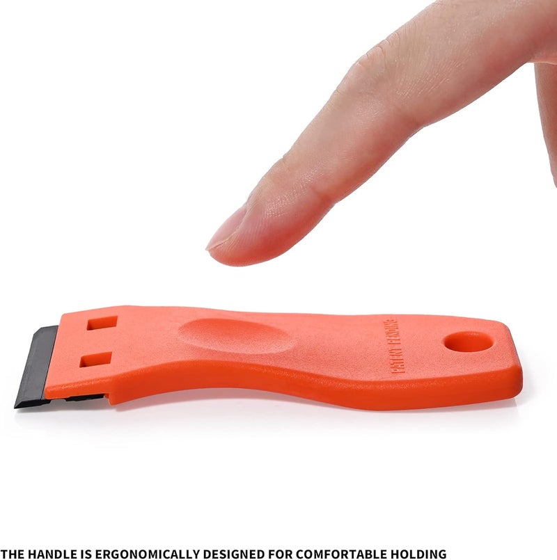 Ehdis 1.5" Plastic Razor Scraper Tool with 10pcs Double Edged Blades for Adhesive Remover,Removing Labels Stickers Decals Taping on Glass Windows(Orange) - Image 3