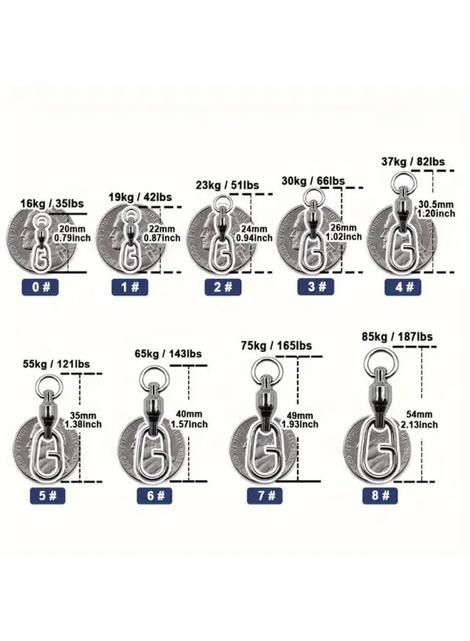 5 Pcs Size 1 Stainless Steel Ball Bearing Fishing Swivels 41 89LB 22MM Heavy Duty - Image 3