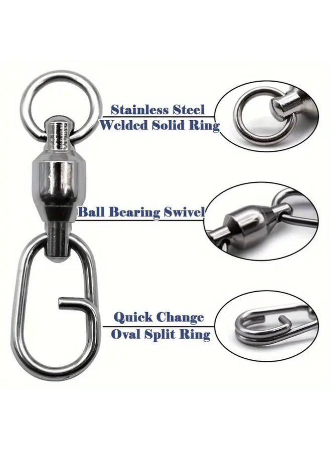 5 Pcs Size 1 Stainless Steel Ball Bearing Fishing Swivels 41 89LB 22MM Heavy Duty - Image 2