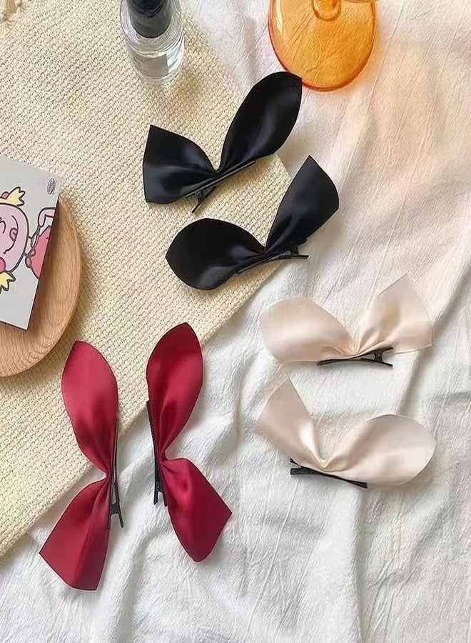 Shivashay Side Hair Clips Bow Satin Ribbon Hair Clips for Women Girls Hair Accessories Bowknot Hairpin For Girls & women (Pack of 6) - Image 3