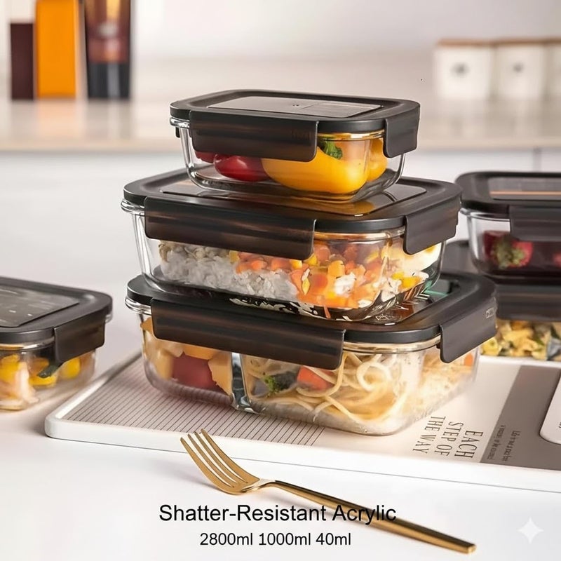 Phoenix Acrylic Food Storage Containers, Set of 3,  Shatterproof, Airtight, 2800ml, 1000ml and 400ml, Clear with Lid, Food Storage - Image 2