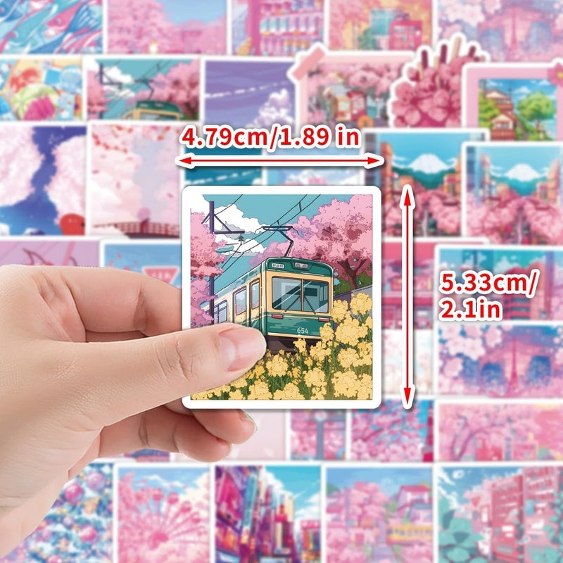 AUCEKO 50 PCS Stickers for Sakura Series,Sakura Stickers,Teens Boys and Girls Sticker Pack Vinyl Skateboard Guitar Door Laptop Luggage Car Bike Water Bottle Birthday Party Supplies Stickers - Image 2