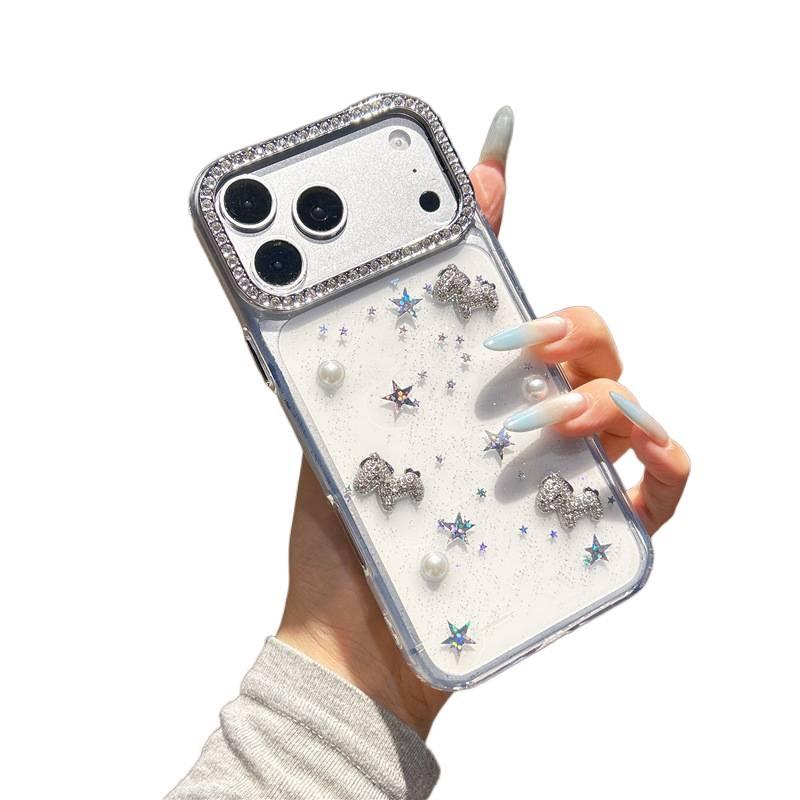 BB غطاء واقي، مقاوم للصدمات لـ iPhone 14 / 14 Plus / 14 Pro / 14 Pro Max، شفاف، TPU، حماية من السقوط, زخرفة كريستال راينستون بتفاصيل مرصعة من مادة TPU - Image 1