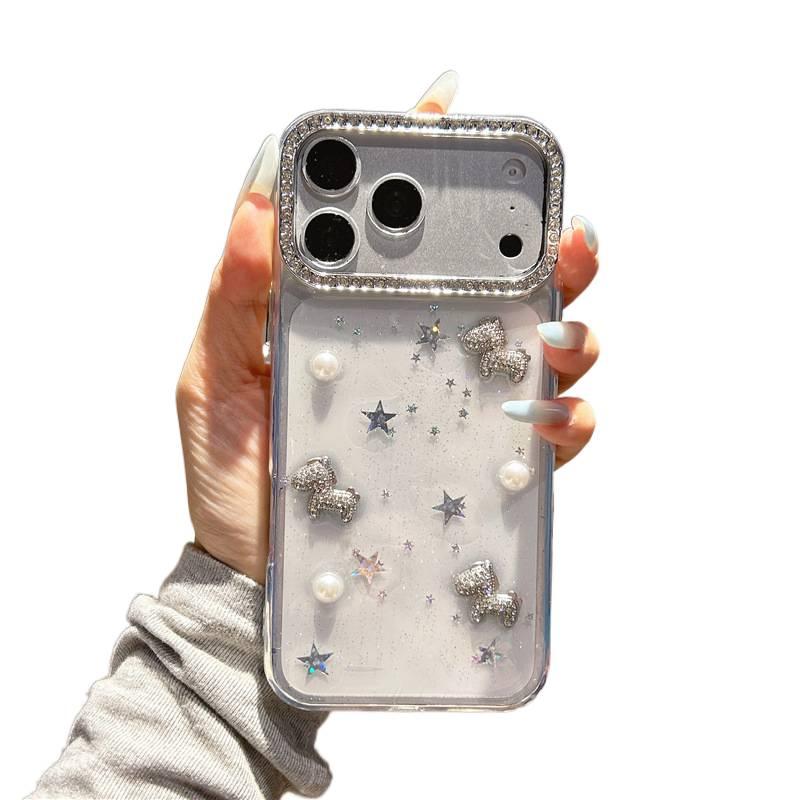 BB غطاء واقي، مقاوم للصدمات لـ iPhone 14 / 14 Plus / 14 Pro / 14 Pro Max، شفاف، TPU، حماية من السقوط, زخرفة كريستال راينستون بتفاصيل مرصعة من مادة TPU - Image 3