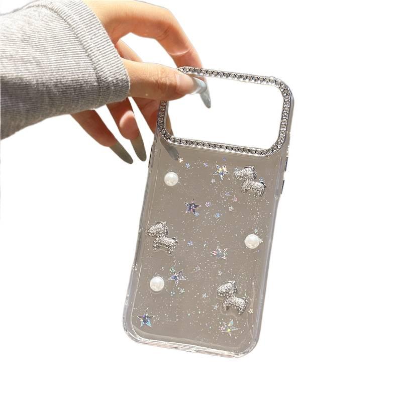 BB غطاء واقي، مقاوم للصدمات لـ iPhone 14 / 14 Plus / 14 Pro / 14 Pro Max، شفاف، TPU، حماية من السقوط, زخرفة كريستال راينستون بتفاصيل مرصعة من مادة TPU - Image 5