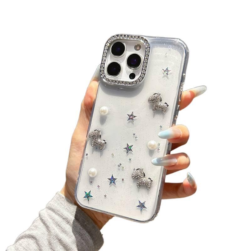BB غطاء واقي، مقاوم للصدمات لـ iPhone 14 / 14 Plus / 14 Pro / 14 Pro Max، شفاف، TPU، حماية من السقوط, زخرفة كريستال راينستون بتفاصيل مرصعة من مادة TPU - Image 4