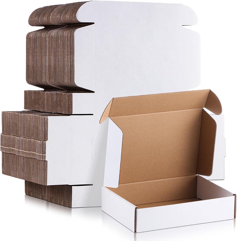 MALANI STORES Corrugated Box Packing box 5.5X3X1.5 Inch self lock mailer corrugated 3ply white boxes Pack of -25 - Image 1