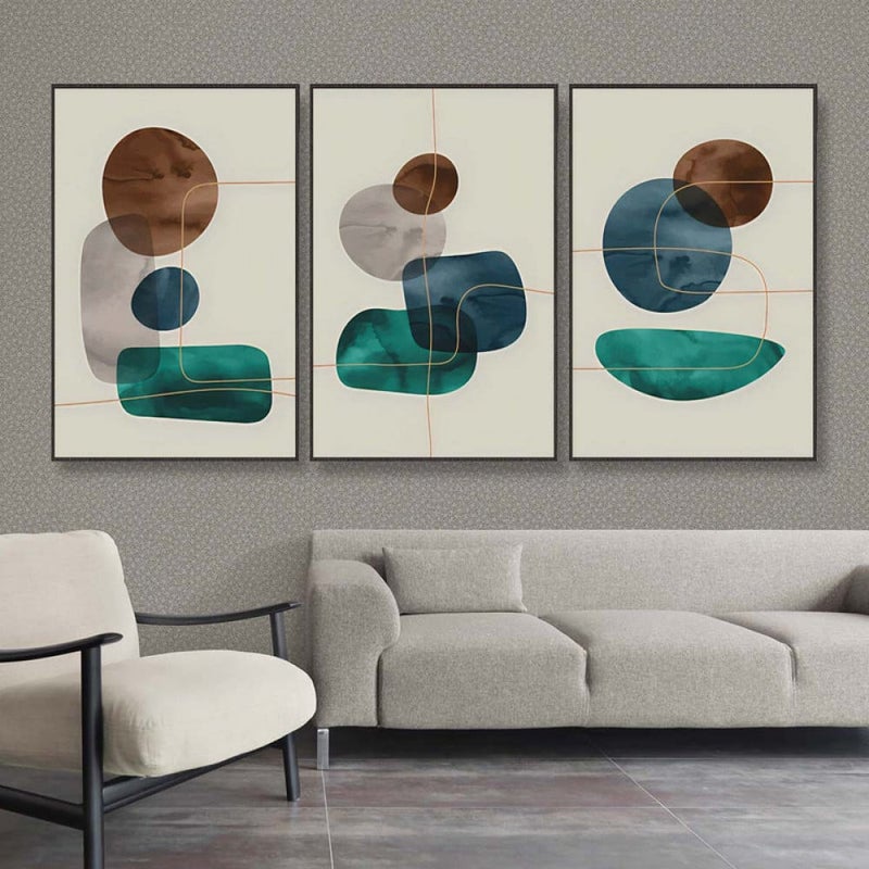 ماركتنا ثلاث لوحات قماشية فخمة بتصميم مودرن مع برواز مجوف مقاس (150×70) ثلاث قطع - Image 1