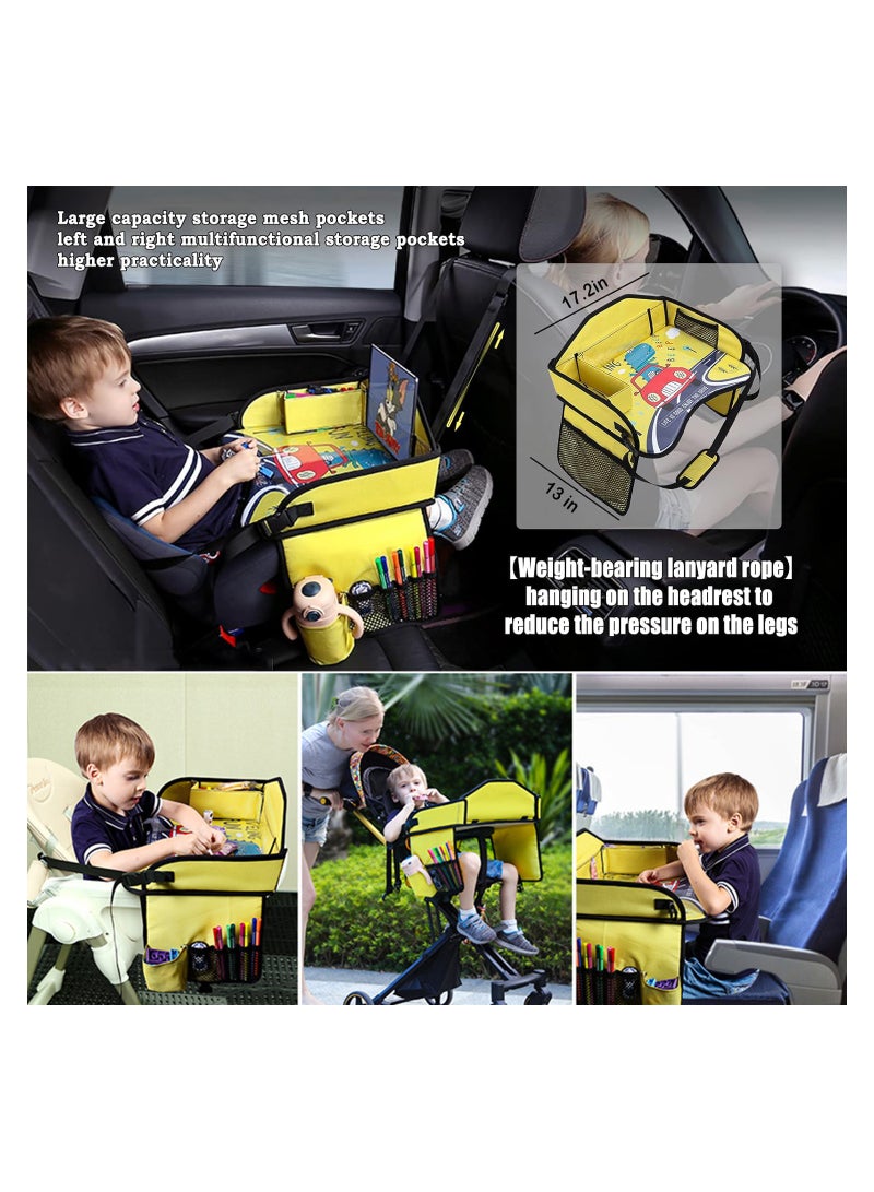 SOLARAE Kids Travel Tray for Car, Car Seat Tray for Kids Travel with Load-Bearing Belt, Carseat Activity Tray for Toddlers, Lap Tray for Kids, Suitable for Cars and Airplanes (Yellow) - Image 4