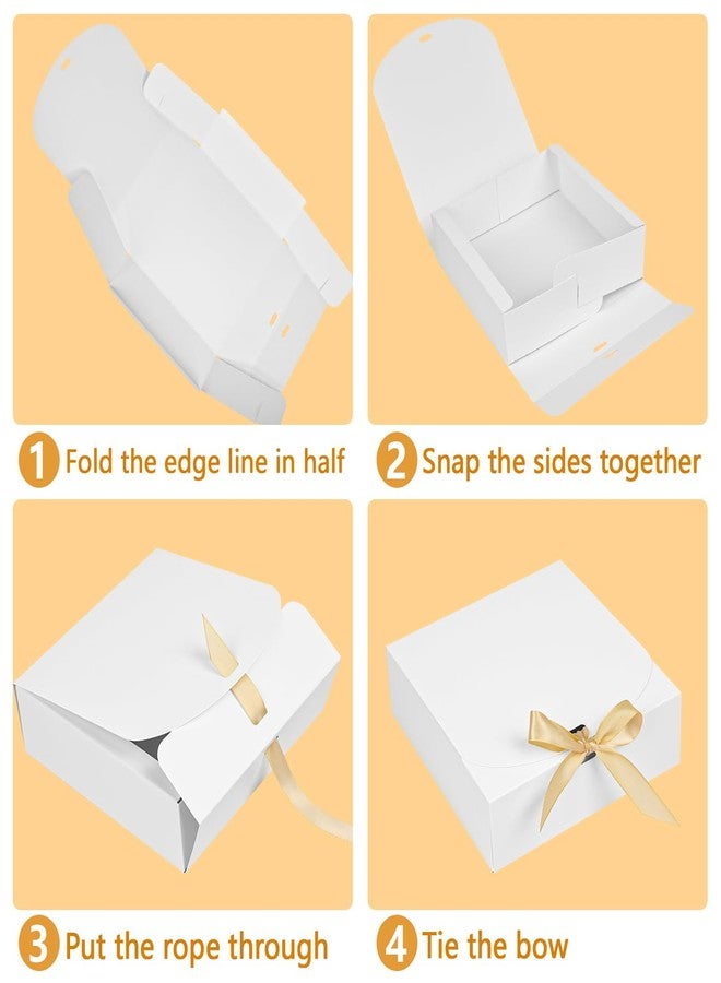 WLUSEAXI 10pack Gift Boxes with Lids, 6.5''x6.5''x2'' White Gift Boxes For Presents, Paper Boxes Gift Boxes with Ribbon for Birthday Wedding Party Chocolate Candy - Image 5