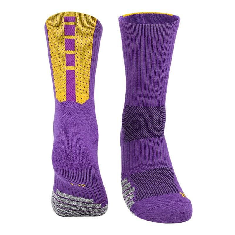 Generic Factory high-top basketball socks mens long mid-tube sports socks mens breathable towel bottom sweat-absorbent elite socks wholesale Purple - Image 1