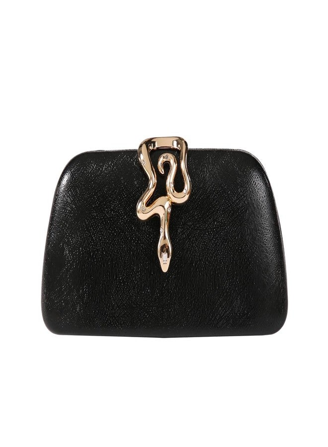 Dreubea Womens Clutch Bag with Elegant Snake Accent - Stylish & Chic Evening Purse Black - Image 1
