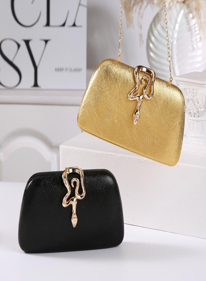 Dreubea Womens Clutch Bag with Elegant Snake Accent - Stylish & Chic Evening Purse Black - Image 3