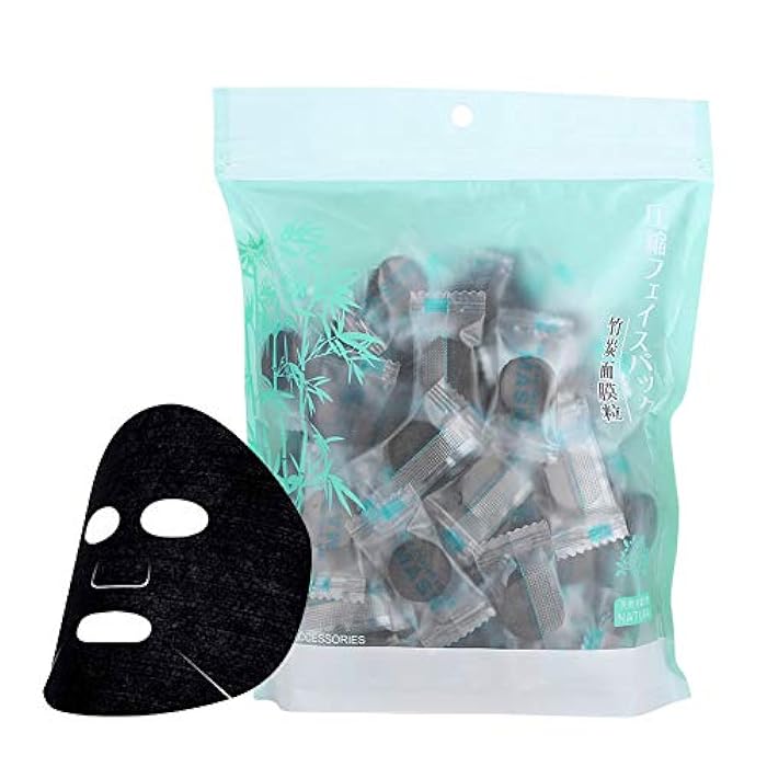 Sonew 100Pcs/Pack Bamboo Charcoal Compressed Face Mask, Disposable Skin Care DIY Facial Mask Paper, Natural Cotton Skin Care Wrapped Masks - Image 1