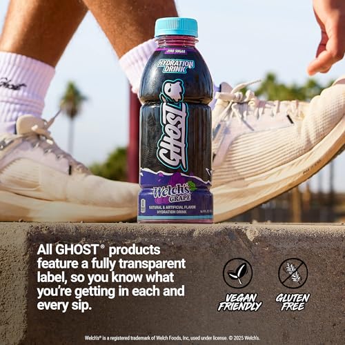 GHOST Hydration Drink, Welch’s Grape - RTD Sports Drink with Electrolytes, Natural Vitamins & Minerals - All Day Lifestyle Hydration Beverage - Zero Caffeine & Zero Sugars - 16.9 Fl Oz, 12 Pack - Image 5