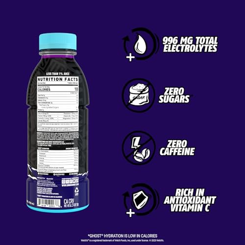 GHOST Hydration Drink, Welch’s Grape - RTD Sports Drink with Electrolytes, Natural Vitamins & Minerals - All Day Lifestyle Hydration Beverage - Zero Caffeine & Zero Sugars - 16.9 Fl Oz, 12 Pack - Image 4