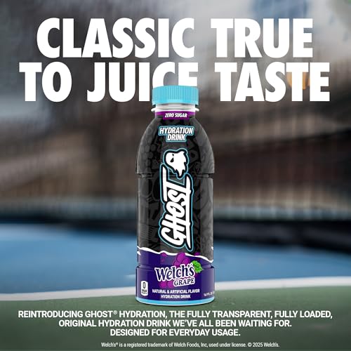 GHOST Hydration Drink, Welch’s Grape - RTD Sports Drink with Electrolytes, Natural Vitamins & Minerals - All Day Lifestyle Hydration Beverage - Zero Caffeine & Zero Sugars - 16.9 Fl Oz, 12 Pack - Image 2