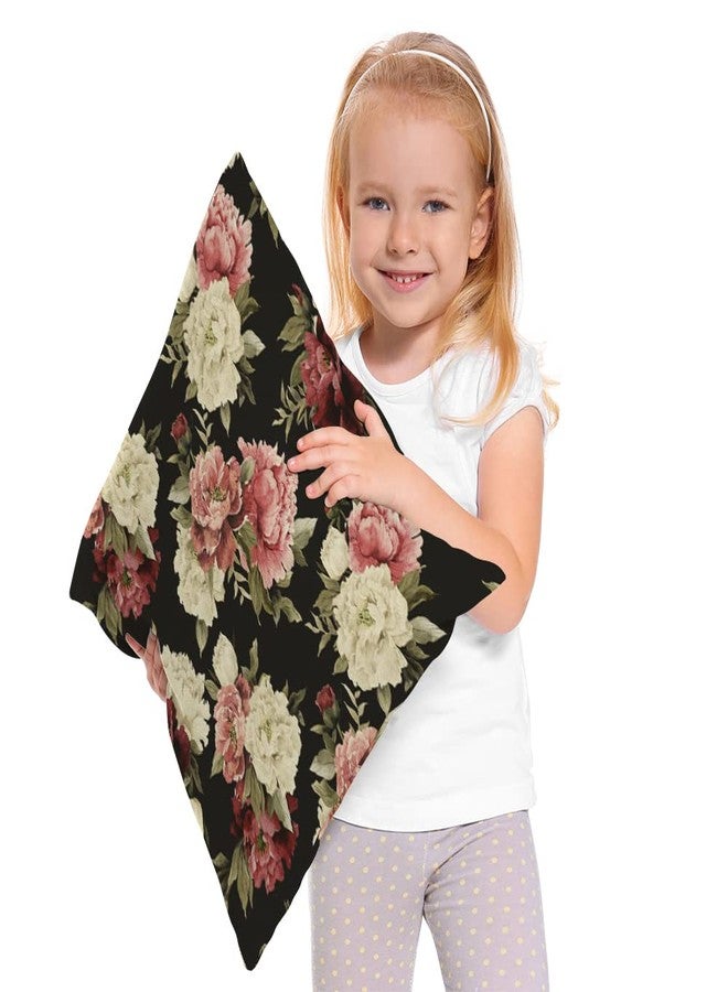 Beabes Peonies Decorative Throw Pillows Covers, Retro Blossom Flowers Rose Peony Garden Throw Cushion Cover Cotton Linen Pillowcases for Bedroom Sofa Living Room, 18x18 Inch, Pink White - Image 2