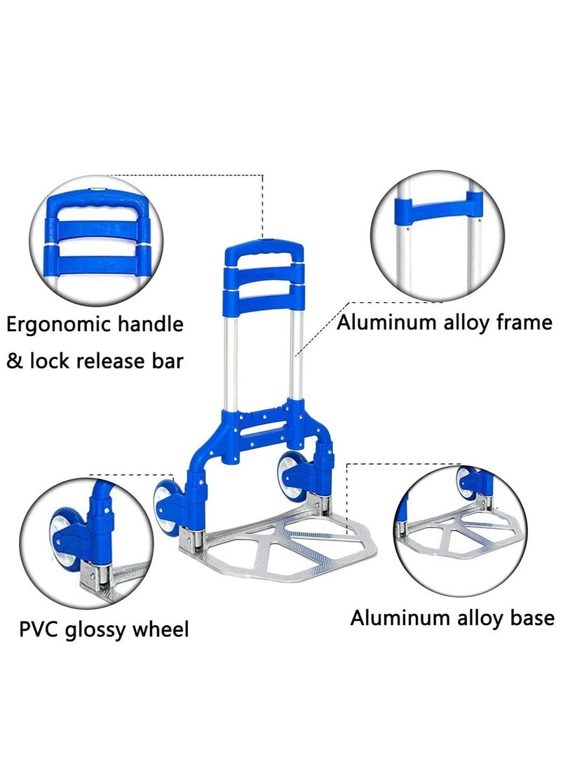 ECVV - 75KG Luggage Trolley Barrow Foldable Hand Push Truck Parcel Boot Cart Heavy Duty Rustproof Utility Cart with Adjustable Shaft - Image 1