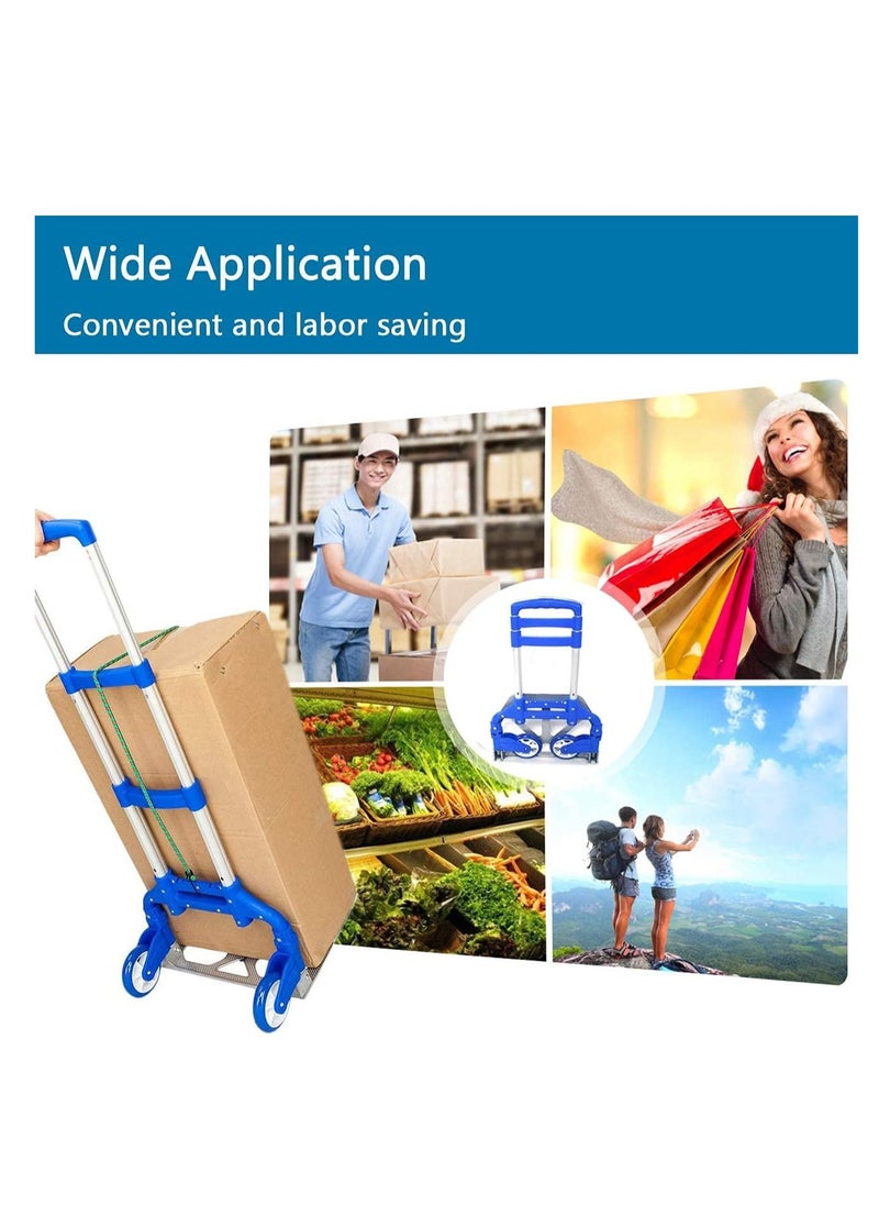 ECVV - 75KG Luggage Trolley Barrow Foldable Hand Push Truck Parcel Boot Cart Heavy Duty Rustproof Utility Cart with Adjustable Shaft - Image 1