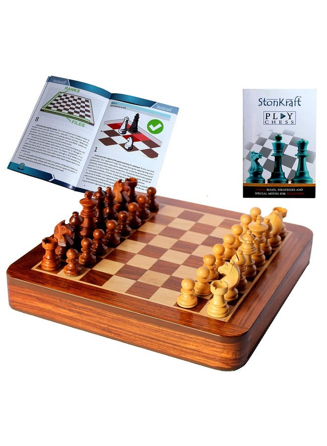 ستونكرافت مجموعة لوحة لعبة شطرنج ستونكرافت الخشبية القابلة للتجميع، مقاس 12 × 12 بوصة، مع قطع خشبية مصنوعة يدويًا - من 6 سنوات فما فوق - Image 1