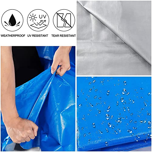 HAPPY CHEERS Blue Tarp, Tarps Heavy Duty Waterproof 10x20, Waterproof Plastic Poly 16 Mil Thick Tarpaulin with Metal Grommets Every 19.5 Inches - Emergency Rain Shelter, Outdoor Cover, and Camping Use - Image 3