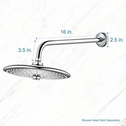 OFFO Shower Arm with Flange, 16 in Wall Mount Replacement Angle Shower Head Arm Wall-Mounted For Fixed Shower Head & Handheld Showerhead, Chrome - Image 5