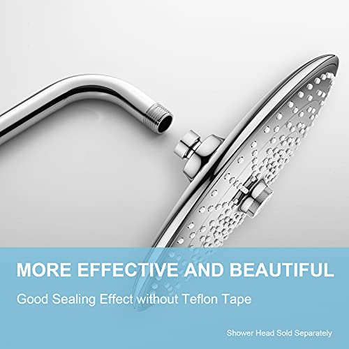 OFFO Shower Arm with Flange, 16 in Wall Mount Replacement Angle Shower Head Arm Wall-Mounted For Fixed Shower Head & Handheld Showerhead, Chrome - Image 2