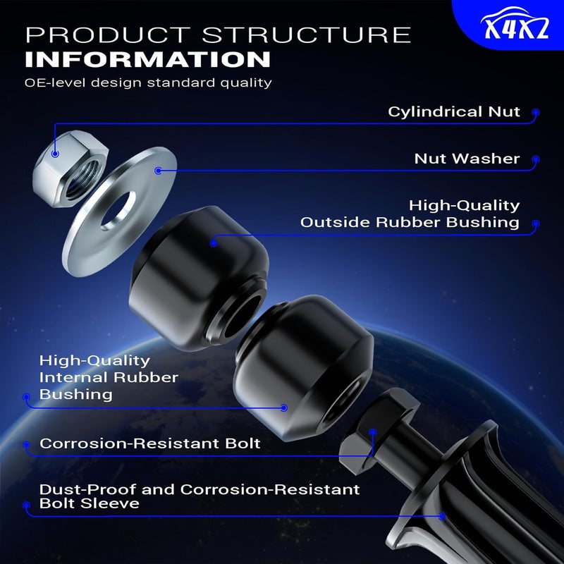 X4XZ K700432 Front Stabilizer Sway Bar End Links - Image 5
