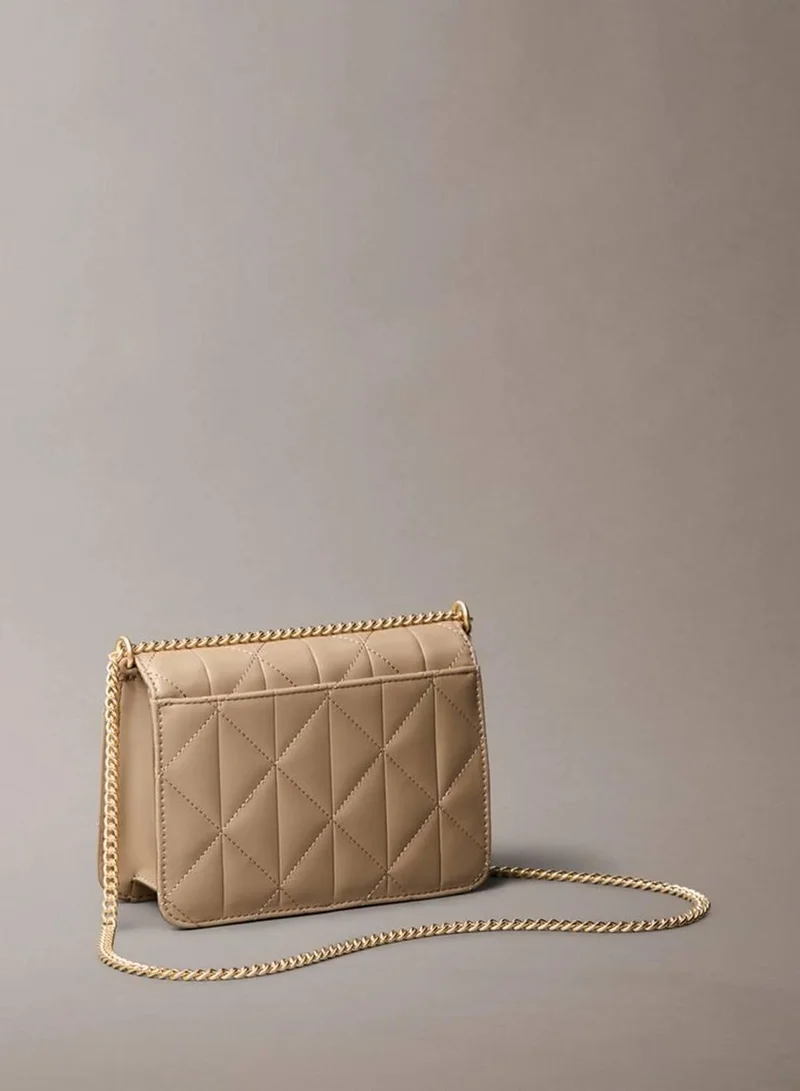 Calvin Klein Desert Taupe Quilted Emblem Logo Mini Bag for Women | Best Price UAE